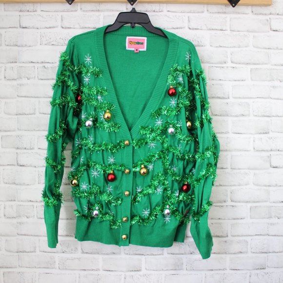 Tipsy Elves Sweaters - Women's Gaudy Garland Cardigan, XL